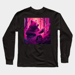 Quirky Magenta Bear Long Sleeve T-Shirt